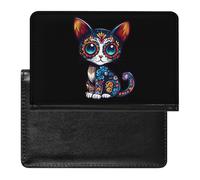 Cute Mexican Cat Skull Passport Holder Cover Wallet Travel Leather Passport Case for Women Men