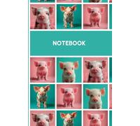 Cute Micropig Notebook: Pink and Turquoise Notebook with Baby Pigs | 6x9 | Wide Ruled | Soft Matte Cover | 120 Pages | Blue Green and Pink | Gift For Pig Lovers
