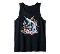 Cute Microscope with Flowers, Floral Lab Equipment Tank Top