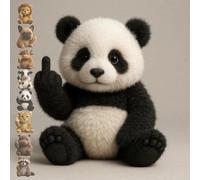 Cute Middle Finger Plush Highland Cow, Middle Finger Plush Animals, MiddleFinger Stuffed Animal, Pocket-Sized Plushs Toys, Office Desk Decor, Stress Relief Decor for Adults (Panda)