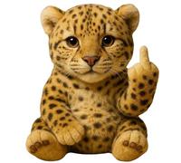 Cute Middle Finger Plush Highland Cow, Middle Finger Plush Toy, Mini Middle Finger Animal Statue, Stress Relief Decor Gift, For Home Office Desk (Leopard)