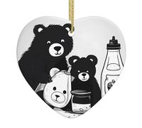 Cute milk bottle bear Ceramic Heart Shaped Ornaments Fashionable and Novel Christmas Tree Decorations