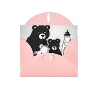 Cute Milk Bottle Bear Greeting Cards For All Occasions - Blank Greeting Cards With Envelopes, Holiday Cards 4x6 Inches (Horizontal) Pink