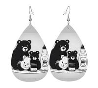 Cute milk bottle bear Leather Earring. Stylish teardrop shape, perfect for women, and a great decorative choice for parties and holidays.