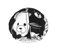 Cute milk bottle bear Printed shower cap, reusable, specially designed for women's long hair, double-layer structure, suitable for bathing.