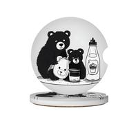 Cute milk bottle bear Prints Ceramic car coasters (2-pack) absorb moisture, are non-slip and easy to clean for cars, trucks, and boats.