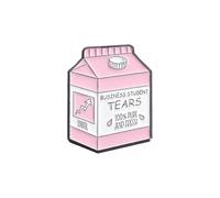 Cute Milk Carton Brooch for Women Men Novelty Cartoon Business Student Tears 100% Pure and Fresh Letter Creative Funny Pink Enamel Pin Badge Hats Bag Backpack Lapel Pins Jewelry