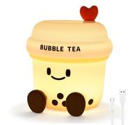 Cute Milk Cup Night Light 3 Level Silicone Bubble Tea Light Dimmable Silicone Touch Lights Coffee Cup Touch LED Night Lamp Toddler Safe Kids Room Accessories for Girls and Kids