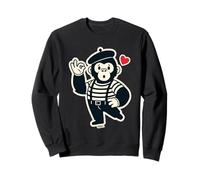 Cute Mime Monkey Heart Cartoon Art Sweatshirt