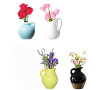 Cute Mini Ceramic Vase Creative Magnets for Fridge, Funny Small Plant Magnets, Tiny 3D Real Flower Vase for Refrigerator Decoration Kitchen Locker Kitchen Office (4Pack)
