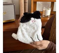 Cute Mini Hand Warmer Water-Fillable Hand Warmer Adorable Cat Design Thickened Leak-Proof Construction Reusable(Black+White)