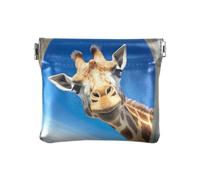 Cute Mini Leather Coin Purse Tiny Coin Pouch Coin Bags, Funny Giraffe Look Inside the Plane Window, Pattern