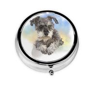 Cute Mini Schnauzer PrintMeta Pill Box 3 Compartment Medicine Case,Portable Organizer