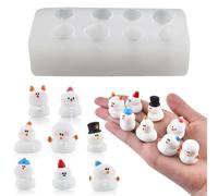 Cute Mini Snowman Figurines Silicone Mold Micro Christmas Dollhouse Tiny Things Epoxy Casting Mold for DIY Resin Art Fairy Garden Miniatures Landscape Crafts Decor(8 Designs)
