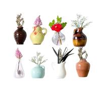 Cute Mini Vase Magnets For Fridge 8 Pieces Flower Pot Magnet Tiny Magnetic Flower Glass Vases Refrigerator 2.5x2.5x3cm Funny Aesthetic Plant Pot For Locker Office Kitchen Small Magnet Bud Plant