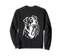 Cute Miniature American Shepherd Portrait Black and White Sweatshirt