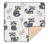 Cute Minimalist Raccoon Large Stylish Thick Play mat for Baby for Indoor Outdoor Lightweight Foldable Padded Play Mat for Babies Infants Toddlers, 50'' x 50''alfombras para jugar Bebes