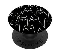 Cute Minimalist Suspicious Black Cat Pattern PopSockets Adhesive PopGrip