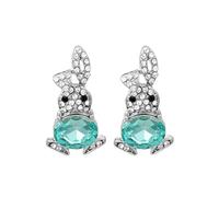 Cute Mint Crystal Bunny Dangle Earrings for Women