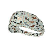 Cute Mint Dachshunds And Coffee,Sports Sweatband for Unisex Multi Headband Elastic Exercise Hairband