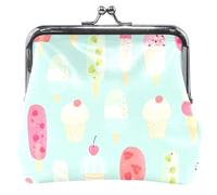 Cute Mint Leather Wallet Holder for Women with Buckle and Kiss Clasp for Money Change, Cute Mint Ice Cream, UNITALLA, Cute Mint Ice Cream, UNITALLA, Classic, Cute Mint Ice Cream, UNITALLA, Classic