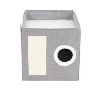 Cute Modern Cat Condo for Indoor Cats Bed Includes a Durable Scratching Board on the Side to Help Maintain Healthy Claws at Home