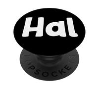 Cute Modern, Comic-Style White Font: First Name Hal PopSockets Adhesive PopGrip