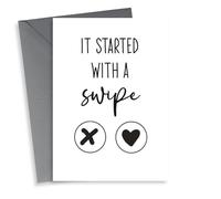 Cute Modern Dating App Anniversary Card/Valentines Day Card - It Started With A Swipe