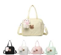 Cute Mommy Diaper Tote Bag for Prams with Pendant, Multifunctional Nappy Changing Bag with Adjustable Strap for Weekend Travel & Maternity Needs (B)