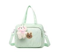 Cute Mommy Diaper Tote Bag for Prams with Pendant, Multifunctional Nappy Changing Bag with Adjustable Strap for Weekend Travel & Maternity Needs (Green)