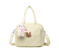 Cute Mommy Diaper Tote Bag for Prams with Pendant, Multifunctional Nappy Changing Bag with Adjustable Strap for Weekend Travel & Maternity Needs (Yellow)