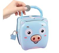 Cute Money Saving Box - Portable Lockable Consieur with Handle for | Mini Steel Storage Bank for Girls Boys | Decorative Accent Treasury Holder