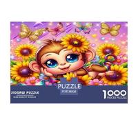 Cute Monkey 1000 Piece Jigsaw Puzzles for Adults Educational Games Beautiful Home Decoration Art Colorful DIY Craft 38x26cm/1000pcs