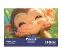 Cute Monkey 1000 Piece Recycled Paper Puzzle Game - Smiling Monkey Garden The Whole Family Activity for Home Wall Decoration52x38cm/1000pcs