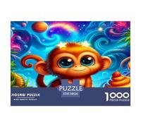 Cute Monkey 1000 Pieces Jigsaws for Adults Art Colorful DIY Craft Birthday Gifts for Women And Man Challenge High Difficulty 38x26cm/1000pcs