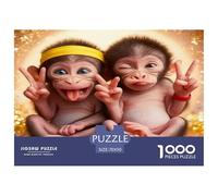 Cute Monkey 1000 Pieces Jigsaws for Adults Fun, Challenging & Brainteasing Birthday Gifts for Women And Man Art Colorful DIY Craft 70x50cm/1000pcs