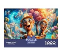 Cute Monkey 1000 Pieces Jigsaws for Adults Impossible Beautiful Home Decoration Art Colorful DIY Craft 52x38cm/1000pcs