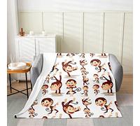Cute Monkey 3D Printed Flannel Throw Blanket, Fluffy Warm Fleece Blanket Soft Cute Monkey Blankets, for Bed and Sofa and Couch, Kids Adults Cozy Blanket