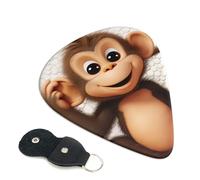 Cute Monkey 6 Pack Guitar Picks With Holder, Personalized Guitar Plectrums Non-Slip Portable Ukulele Bass Picks 0.96mm For Acoustic Guitar Lovers Gifts