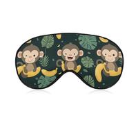 Cute Monkey and Banana Sleep Mask Soft Blackout Eye Mask Eye Shade Cover with Adjustable Strap for Men Women