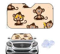 Cute Monkey and Banana Windscreen Cover Sunshades, Frost Windscreen Cover Winter, Car Accessories Ice New Driver Gifts Protector Frost Windshield for Car Suv Van (135× 60 cm)