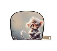 Cute Monkey art Print Coin Purse Wallet for Men&Women, Cute Leather Credit Card Holder Zipper Mini Pouch Change Purses, White, One Size, Coin Purse