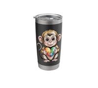 Cute Monkey Autism Awareness Puzzle Heart Supporter Stainless Steel Insulated Tumbler