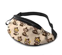 Cute Monkey Banana Pattern Casual Fanny Waist Pack Bag Adjustable Lightweight Sport Belt Waist Bag for Sports Running Hiking Biking Walking