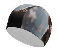 Cute Monkey Bathing Cap High Elasticity Swimming Caps Fit Both Long Hair Short Hair Comfortable Large Shower Cap for Drag Reduction and Hair Protection
