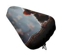 Cute Monkey Bike Seat Cover Water-Repellent Exercise Bike Seat Cushion Bicycle Saddle Cover with Drawstring Rain Snow Dust Covers for City Mountain Road Biking