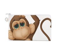 Cute Monkey Coin Purse Lightweight Change Purse Mini Zipper Tool Bag Canvas Coin Wallets,Women Men