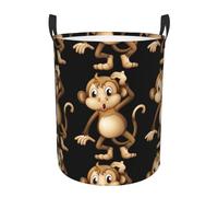 Cute Monkey Collapsible Oxford Fabric Laundry Hamper, Waterproof With Handles - Foldable Storage Basket For Bedroom, Bathroom, Kitchen, Nursery, Car & Toys