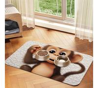 Cute Monkey Dog Food Mats for Floors, 12x18 Inch Non-Slip Super Absorbent Pet Food Mat, Dishwasher Dog Mat for Food and Water, Cute Quick Dry Pet Feeding Mat for Dogs Puppy Cats