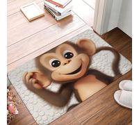 Cute Monkey Door Mat Indoor Outdoor Welcome Mat Resist Dirt Entryway Mat Low Profile Floor Mat Front Doormat Non-Slip Bath Mats Absorbent Flannel Area Rug 24 x 16 in
